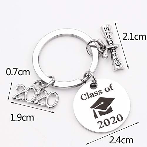 Amosfun 2020 Diplomski ključ prsten od nehrđajućeg čelika Viseći ključ lanac Diplomirani poklon