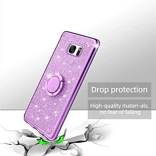 KuDiNi za Samsung Galaxy S7 Edge Case, Galaxy S7 futrola za telefon za žene Glitter Crystal Soft Clear TPU Luxury Bling Cute zaštitni poklopac sa trakom za postolje za S7 Edge Case