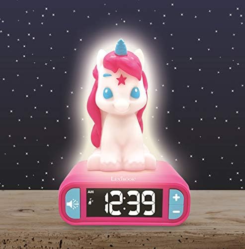 Lexibook - jednorog digitalni budilnik za djecu sa noćnim svjetlom, odgode i jednorog zvučni efekti, dječji sat, svjetlosni jednorog, ružičasta boja - RL800UNI