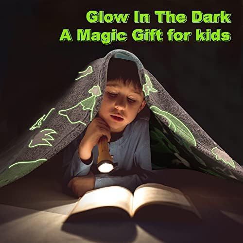 COZWIV Glow u tamnom dinosaurusu za dječake djeca bacaju pokrivač za dječake i djevojke mekane