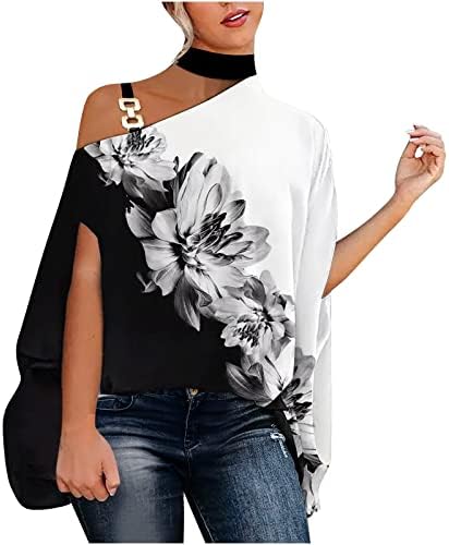 Ženska seksi jedna ramena na vrhu rukavca na pola košulje ležerne košulje kafe casual bluza Halter cvjetni