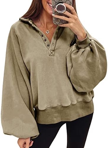 Trendy Queen Womens Dukserica Jesen 2022 Duksev za pulover za pulover sa pulove na ramenu Dugme