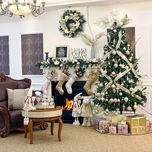 Valery Madelyn 21 inčni Veliki luksuzni zlatni božićni čarapi Dekoracije Personalizirani viseći ukrasi sa šljokicama i rufff manžeta za Xmas poklone