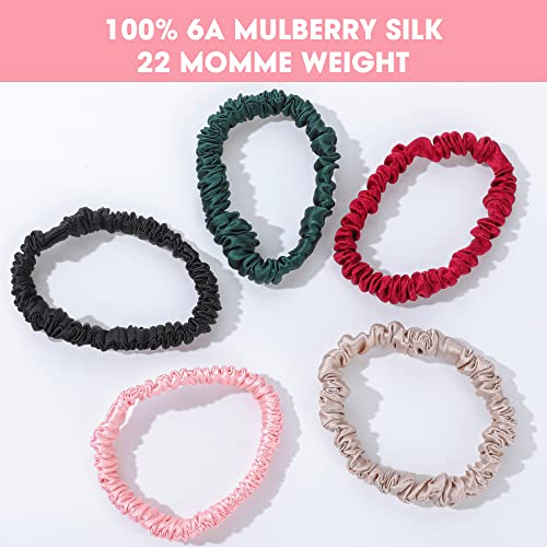 Antmoilios Small Silk Scrunchies for hair Sleep, 100% pure Mulberry Silk Hair kravate za žene djevojke