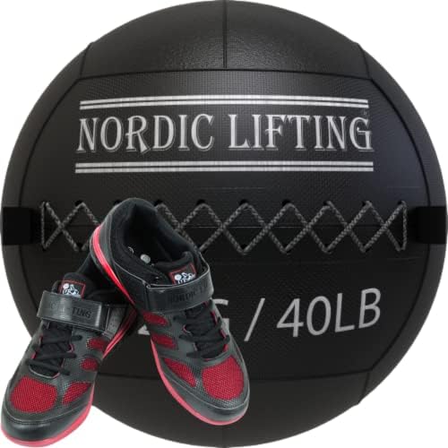 Nordic Lifting Wall Ball 40 lb paket sa cipelama Venja Veličina 9.5-crna crvena