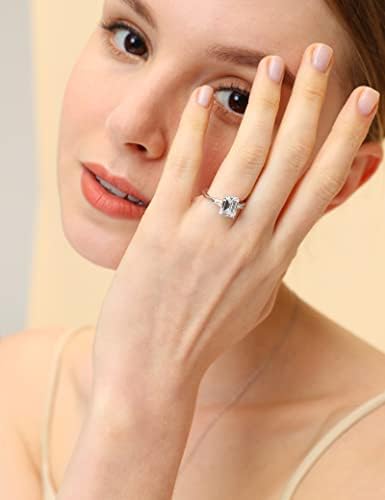 Eamti 3ct 925 zaručnički prstenovi od srebra 3-kamen smaragdno izrezani kubni cirkonij CZ vjenčani