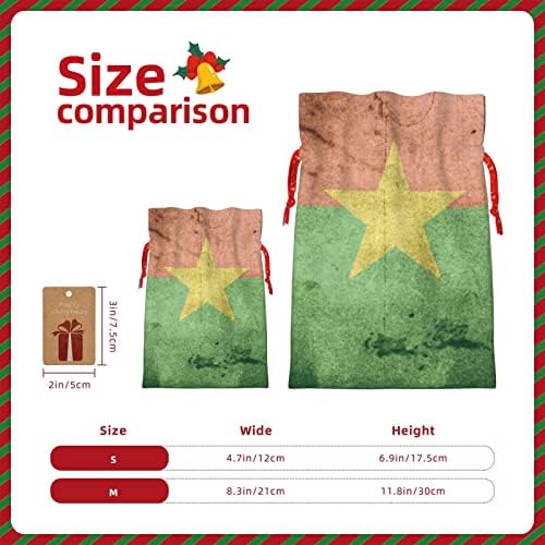 Vezice Božić Poklon Torbe Vintage-Burkina-Faso-Zastava Predstavlja Torbe Za Pakovanje Xmas Torbe Za Pakovanje Poklona Torbe Srednje