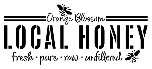 Lokalni med od cvijeta narandže sa šablonom za pčele od StudioR12 | košnica, farmerska pijaca / zanat DIY dekor dnevne sobe | jednostavne ideje za farbanje | odaberite veličinu