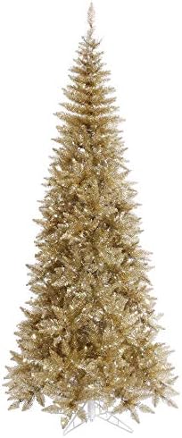Vickerman 6,5 'šampanjca Tinsel Fir vitko umjetno božićno drvce, ulin - Faux champagne božićno drvce - sezonski unutarnji kućni dekor