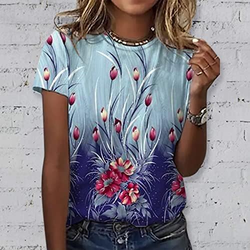 Žene ljetne vrhove prugasti blok u boji s kratkim rukavima kauzalni bluzovi t majice na vrhu su skinute
