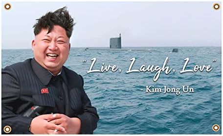 StormFlag 3x5FT poliester 90g Kim Jong Un uživo, smijeh, ljubavna zastava 4 mesingane ušice i dvostruke ubode
