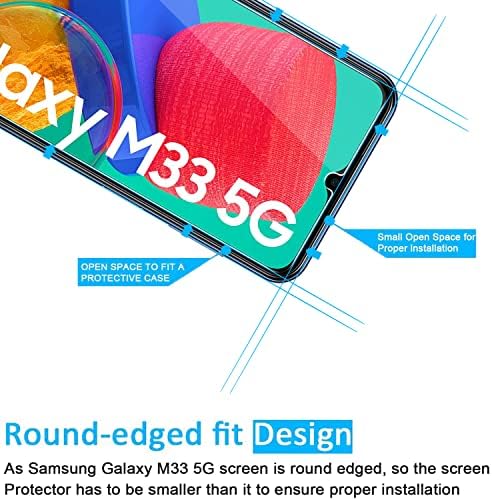 NEW'C [3 paket dizajniran za kaljeno staklo Samsung Galaxy M33 5G zaštitnika ekrana, protiv ogrebotina,