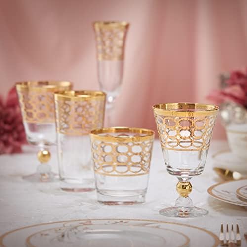 Svijet pokloni elegantan i moderan Crystal Infinity Gold Ring Glassware za Hosting stranke i događaje