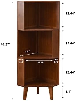 Maydear 3-slojna ugaona polica, rustikalni ugaoni stalak za postrojenje mala polica za knjige za dnevni boravak, kućnu kancelariju, kuhinju, mali prostor