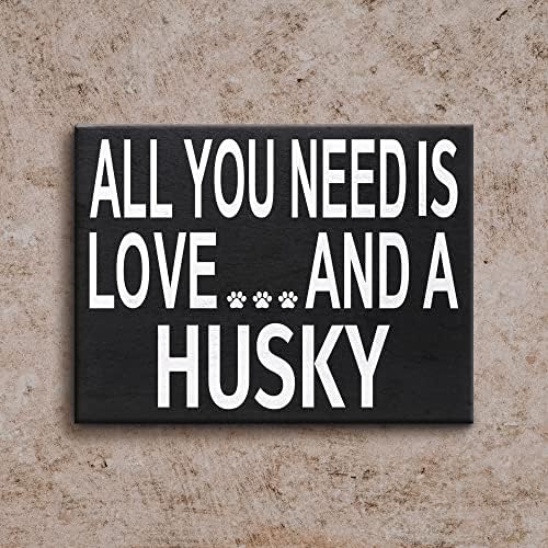 JennyGems Husky pokloni, sve što Vam treba je ljubav i drveni natpis Haski, dekor polica i vješanje