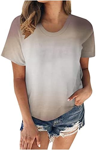 Bluze za vrat za žene za žene Jesen Ljetni kratki rukav grafički grafički prugasti bluze Tees