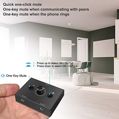 LVY 3,5 mm audio selektor, 2 puta audio preklopnik; Prekidač za slušalice, Stereo Aux Audio Selector,