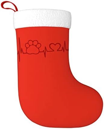 Yuyuy Pet Paw Heartbeat Lifeline Dog Božićni čarapa za odmor Kamin Viseća čarapa 18 inča čarape