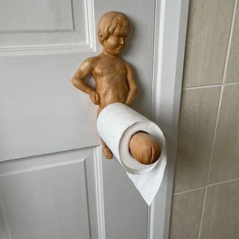 Serize Funny WC papir držač za toaletni nosač valjka Drveni smiješni držač za toaletni papir, kreativni i smiješni cijeli broj za rukotvorine kućne dekor Ukras za dnevnu sobu