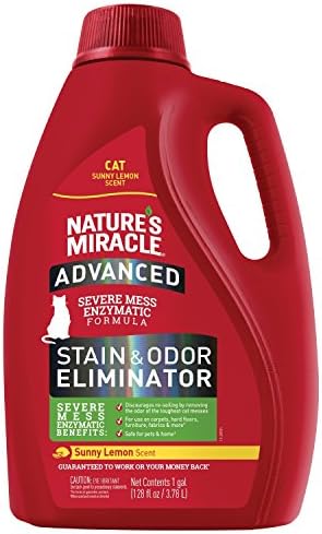 Nature's Miracle P-98146 Cat Advanced Stain and mirisa Eliminator, Sunny limunov miris, enzimska Formula za mrlje od mokraće, mrlje od dijareje i mrlje od povraćanja, kontrola mirisa, 128 fl oz