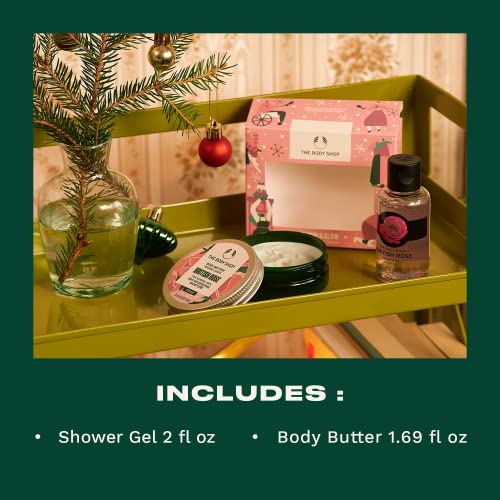 Body Shop Bloom & Glow British Rose Treats Poklon Set, veganska Formula, hidratantna i Podmlađujuća Njega kože za sve tipove kože, cvjetna, 2 artikla