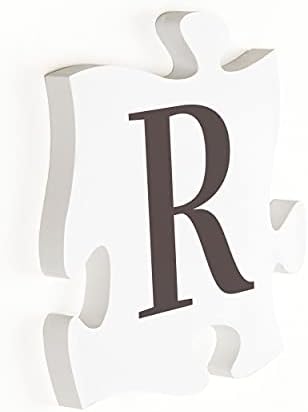 P. Graham Dunn monogram R Classic White 6 x 6 Drvo ukrasni mini puzzle komad plaketa