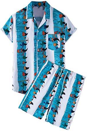Dvije komad odjeće muški rukav tiskani setovi košulje plaža 2-komade hlače šorc muške kratke