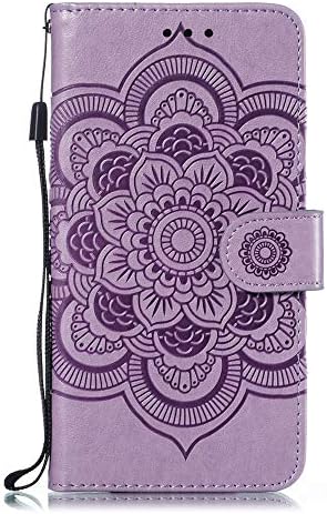 ISADENSER futrola za telefon dizajnirana za LG Stylo 5, LG Stylo 5 Flip Case Elegant Embossing Mandala Totem serija novčanika PU kožna kutija za kartice u stilu knjige kompatibilna sa LG Stylo 5 Mandala Purple LD