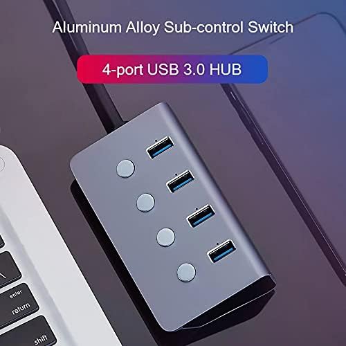 MBBJM Podkontrola 4-Port USB 3.0 HUB Aluminijska legura Upto 5Gbps Multi USB razdjelnik za Desktop Laptop