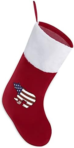 Američka zastava medvjedi božićne čarape sa plišanim kaminom visi za Xmas Tree Decor Decor