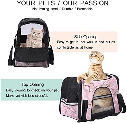 Nosač za kućne ljubimce Sakura sa leptirima meke putne nosače za kućne ljubimce za Mačke, Psi Puppy Comfort prenosiva sklopiva torba za kućne ljubimce odobrena aviokompanija