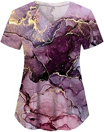 MIASHUI žena Tees ženske proljeće i ljeto Care kratki rukav V okovratnik 3D štampani džep T Shirt