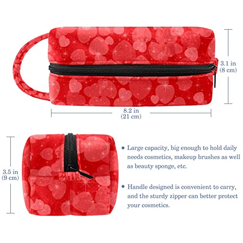 Torba za šminku Travel Kozmetička torba Crvena pozadina srca Toaletska torba Organizator torbica sa patentnim