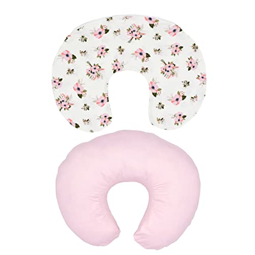 Toddmomy 4kom jastuk za novorođenčad Florals+Pink rastezljivi poklopci bijeli zaštitnik za dojenje jastuk