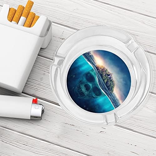 Fantasy Skull Island Glass Ashtrays za cigarete otporne na vjetropstvo za smeće mogu tiskati Fancy Ash Trade