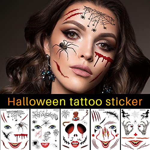 Dan mrtvih lica Tetovaže Halloween Privremene tetovaže 9 listova Spider ožiljak Horror lažne naljepnice