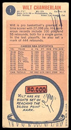 1969 TOPPS 1 Wilt Chamberlain Los Angeles Lakers Fair Lakers Kansas