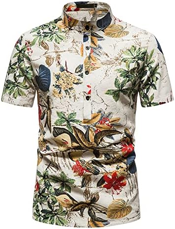 Muška cvijeća majica kratki rukav casual cvjetni tipka za cvjetni print niz havajska majica Lagana lagana bluza