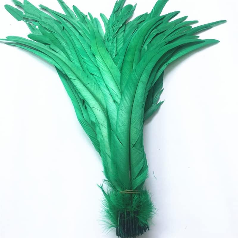 Zamihalaa - 16-18 inča 40-45CM trava zelena Rooster Coque rep pero perje perje za zanate vjenčanje ukras fazana Plumes - 100 kom