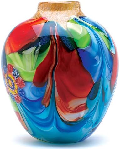 Akcenat Plus Floral Fantasia Art Glass Vase 8x8x9