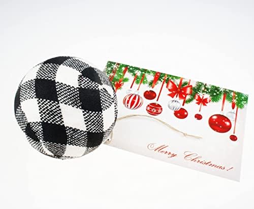 6 kom seoska kuća Oversized Buffalo Plaid Check Fabric Ball viseći Ornament Set dekorativna Lopta za božićno drvo Valentinovo Decor Party 3-1 / 4 inča