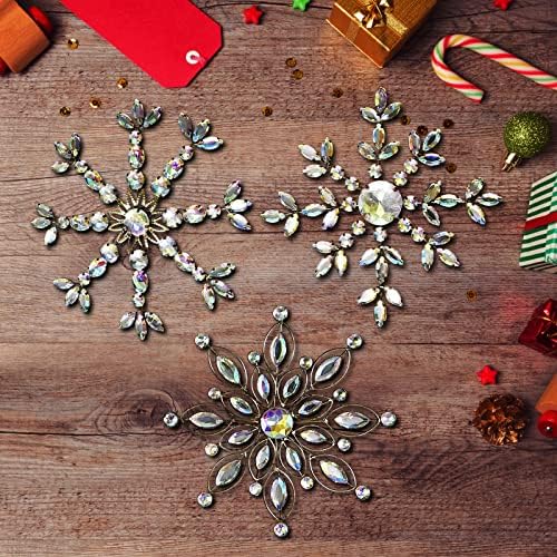 Crystal Božić snowflakes ukrasi, Set 3 Metal sa jasnim Kristal pahuljica za Božić tree Ornament,