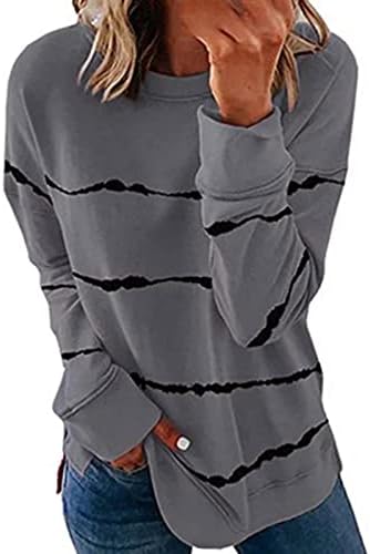 Ženski blok u boji vrhovi modni prugasti ispis majica pulover Overselizirani labavi dugi rujni