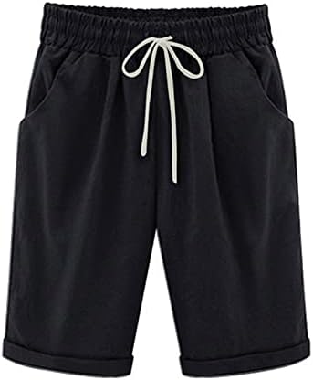 lcepcy ženske Ležerne lanene kratke hlače udobne elastične hlače za struk s džepnim ljetnim šortsama za plažu