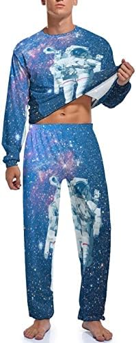 Astronaut Space muški pidžama Set dugih rukava pulover Sleepwear Meki Loung Set Pjs za Kućna putovanja