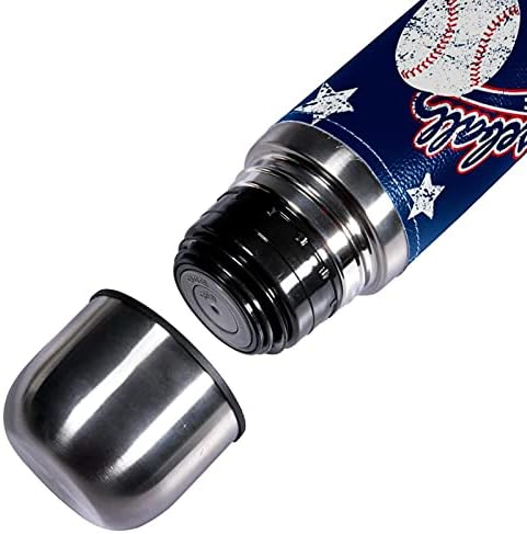 SDFSDFSD 17 oz Vakuum izolirane nehrđajuće čelične boce za vodu Sportska kavana Putna krigla FIRESNA Koža omotana BPA besplatno, plava bejzbol