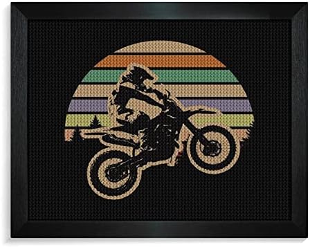 Retro Dirt Bike Motocross Rider Sunset Diamond Paint Kits Frame Frame 5D DIY Full Bušilica ARTS Zidni dekor za