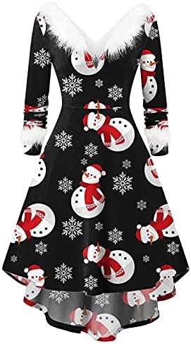 Haljina za žene 2022 Božić koktel haljine slatka štampana praznična Vintage haljina Mrs Santa Claus