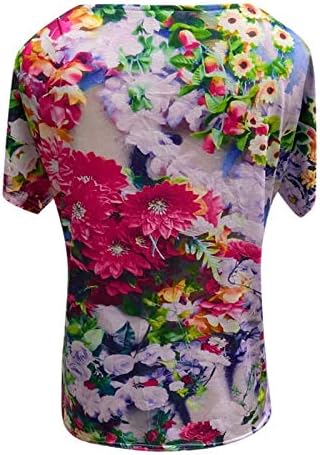 lcziwo ženske Casual majice cvjetni Print labavi kratki rukav V vrat udobne udobne dnevne majice široke bluze