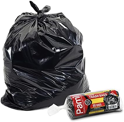 PAMI veliki 33-galon kese za smeće, crn [60-Pack] - jak kese za smeće za dom, ured, travnjak, komercijalni,